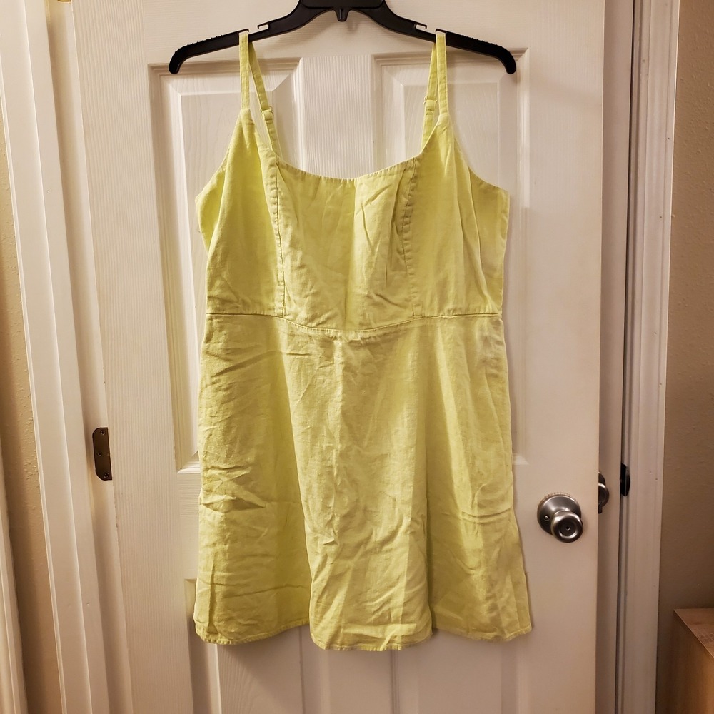 Old Navy sz XL‎ lime green cami mini sundress linen blend spring summer casual